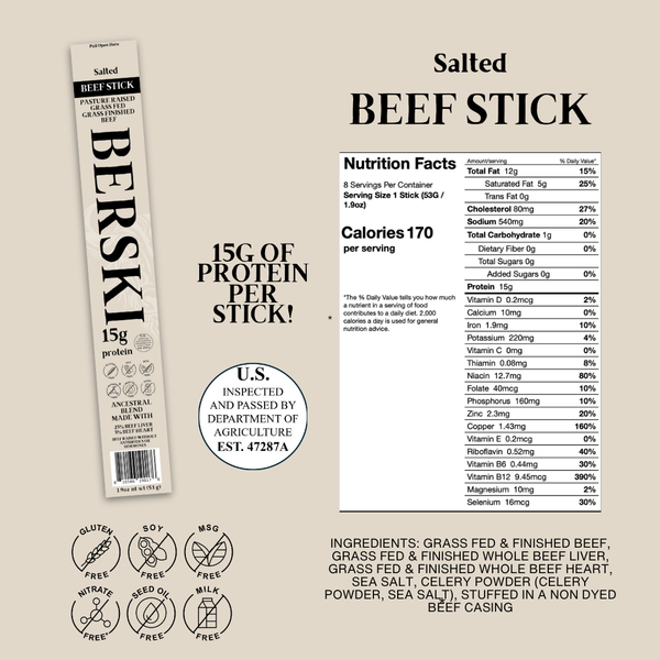 BERSKI Salted Ancestral Beef Stick - BUNDLE