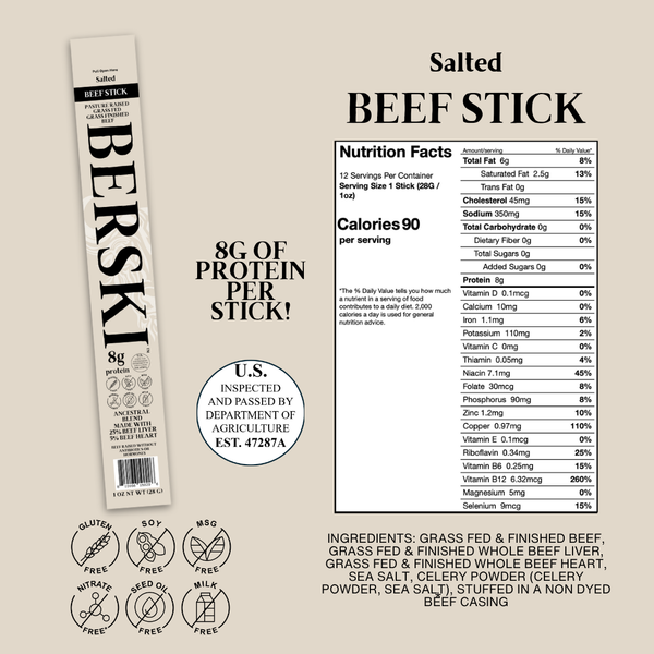 BERSKI Salted Ancestral Beef Stick - BUNDLE