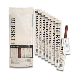 BERSKI Salted Ancestral Beef Sticks - 8 Pack of 1.9oz Sticks